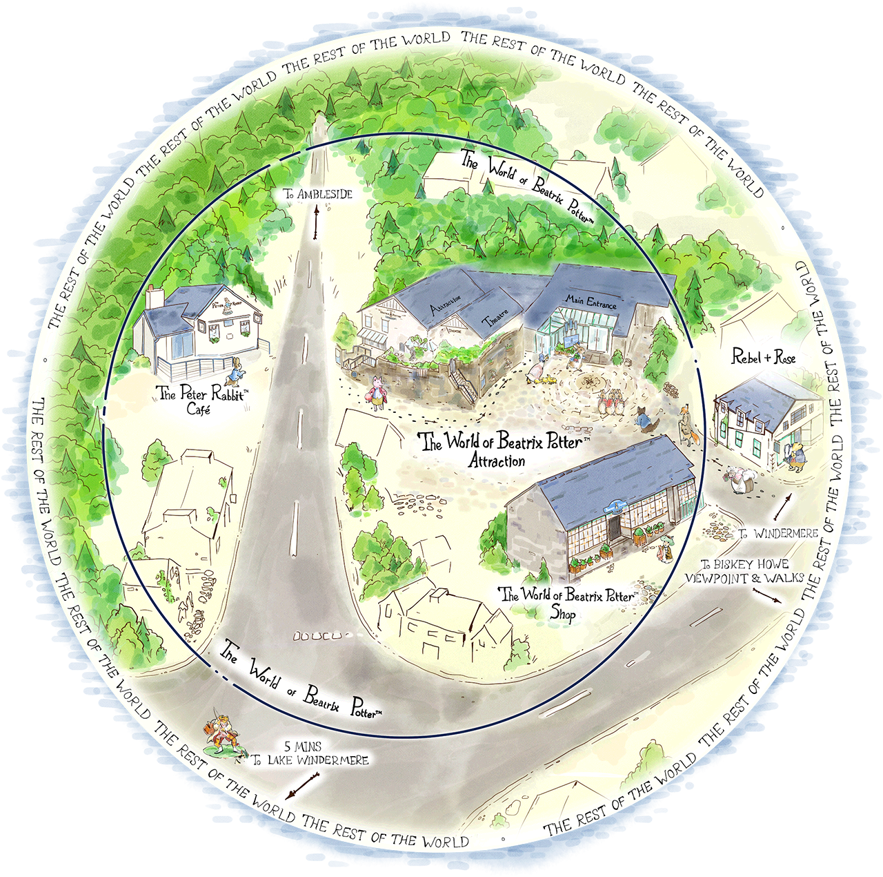 Illustrated map of The World of Beatrix Potter